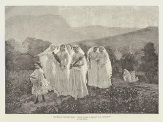 Tableaux au Salon de Paris, Jeunes Filles se Rendant à La Procession